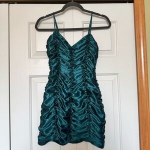 Lucy in the Sky Green Ruched Mini dress